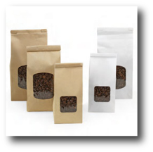 Order brown kraft, glossy white or flat white labels for your coffee bags