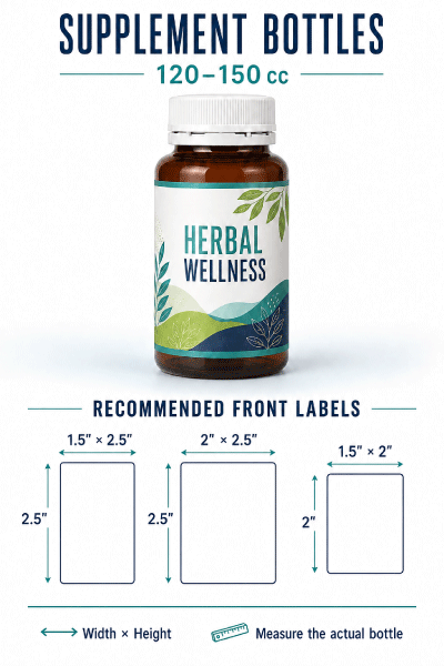 120 to 150 cc supplement bottle label guide