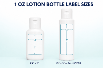 Recommended label sizes for a 1 oz lotion bottle