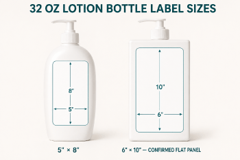 Recommended label sizes for a 32 oz lotion bottle