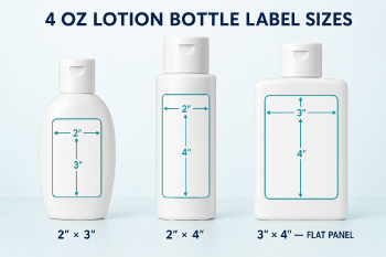 Recommended label sizes for a 4 oz lotion bottle