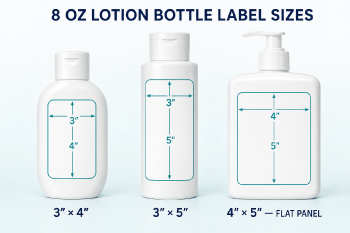 Recommended label sizes for an 8 oz lotion bottle