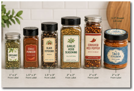 various examples of spice jar labels