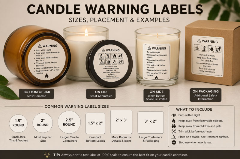 candle warning labels and templates