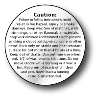 Candle Burning Caution labels.