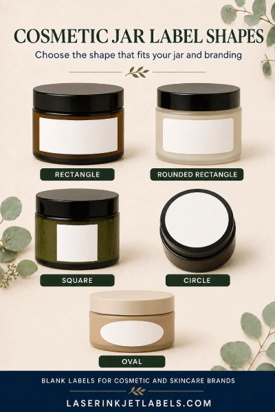 Rectangle, square and circle cosmetic jar labels