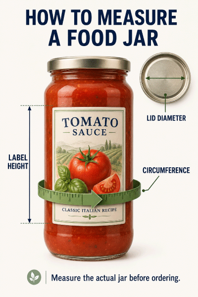 How to measure a food jar body and lid for labels