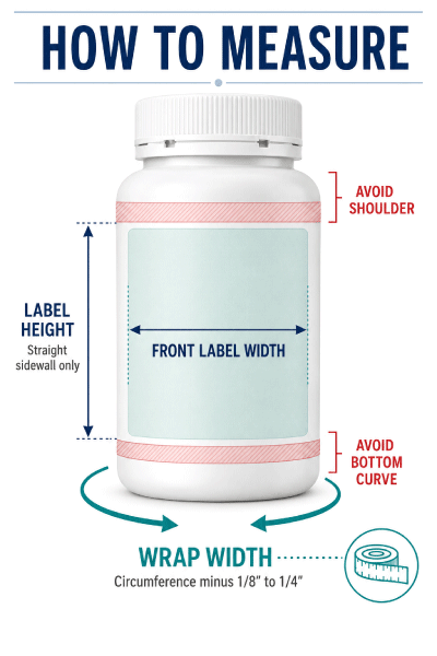 How to measure a supplement bottle for labels