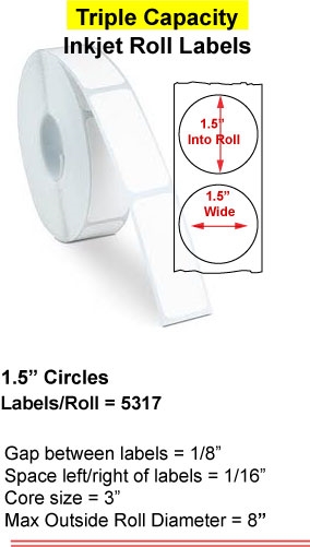 1.5" CIRCLE INKJET ROLL LABELS Full Size Image #1