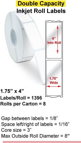 1.75" x 4" INKJET DOUBLE CAPACITY ROLL LABELS Full Size Image #1
