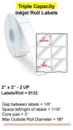 2" x 2" 2 UP INKJET ROLL LABELS Full Size Image #1