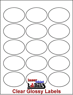 2.5" x 1.75" OVAL  CLEAR LASER GLOSSY LABELS Full Size Image #1