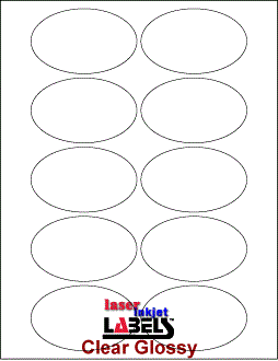 3.25" x 2" OVAL CLEAR LASER GLOSSY LABELS Full Size Image #1