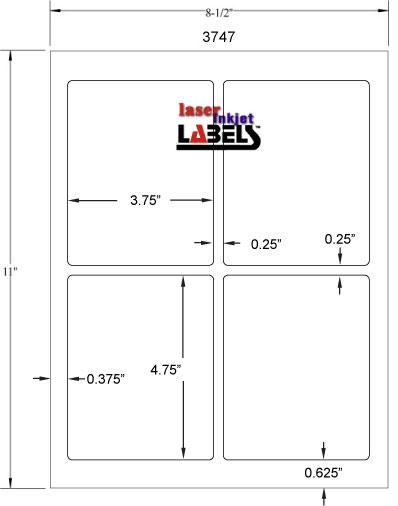3.75" x 4.75" White PolyGloss for Inkjet or Laser Printers Full Size Image #3