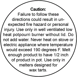 Wax Melt Tart Warning Labels - 100 Labels