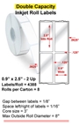 0.9" x 2.5" 2 UP INKJET DOUBLE CAPACITY ROLL LABELS Thumbnail #1