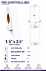 1.5" x 2.5" TRIPLE CAPACITY INKJET ROLL LABELS Thumbnail #1
