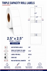 2.5" x 2.5" TRIPLE CAPACITY INKJET ROLL LABELS Thumbnail #1