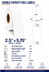 2.5" x 5.75" INKJET DOUBLE CAPACITY ROLL LABELS Thumbnail #1
