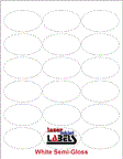 2.625" x 1.5" OVAL WHITE SEMI-GLOSS for LASER Thumbnail #1