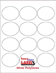 2.647" x 2.1" Oval White PolyGloss for Inkjet or Laser Print Thumbnail #1