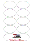 3.25" x 2" OVAL WHITE SEMI-GLOSS for LASER Thumbnail #1