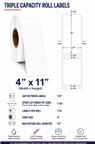 4" x 11" TRIPLE CAPACITY  INKJET ROLL LABELS Thumbnail #1