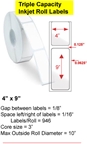 4" x 9" TRIPLE CAPACITY  INKJET ROLL LABELS Thumbnail #1