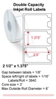 2.5" x 1.375" INKJET DOUBLE CAPACITY ROLL LABELS Thumbnail #1