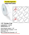 1.5" CIRCLES - 3 UP INKJET DOUBLE CAPACITY ROLL LABELS Thumbnail #1