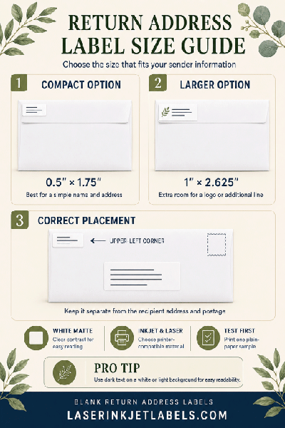 Recommended return address label sizes for envelopes
