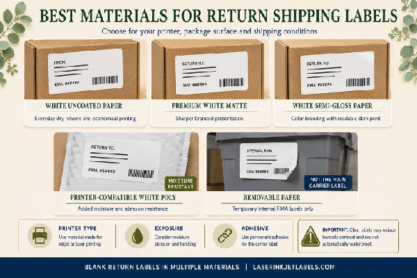 Paper and moisture-resistant material choices for return shipping labels