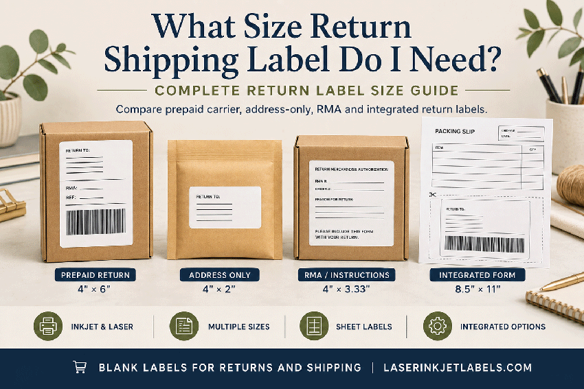 Return shipping label size guide for packages, mailers and integrated forms