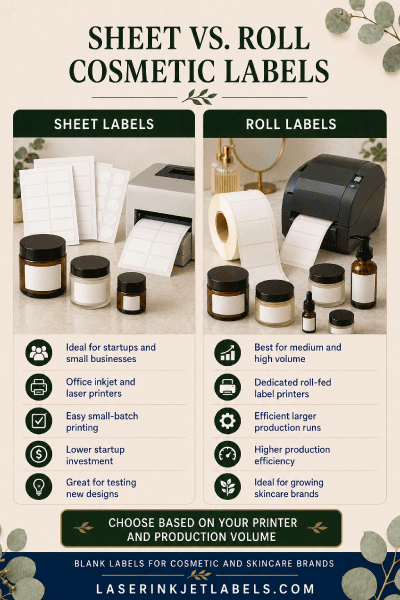 Sheet labels versus roll labels for cosmetic jars