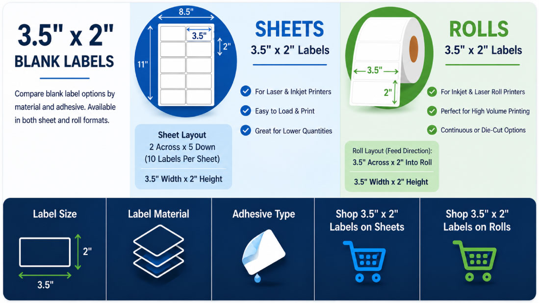 shop for sheets and rolls of 3.5 x 2 blank labels