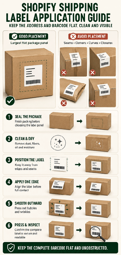 Correct Shopify shipping-label application on boxes and mailers