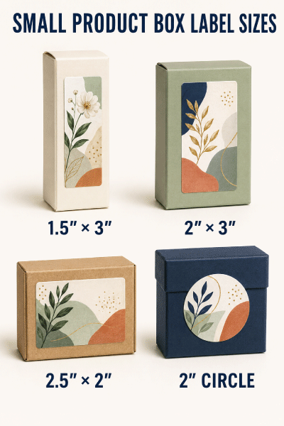 Small retail product boxes with full-color printed label size examples