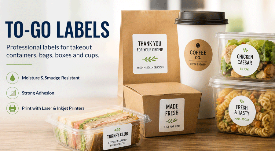 view examples of to-go and other restaurant labels