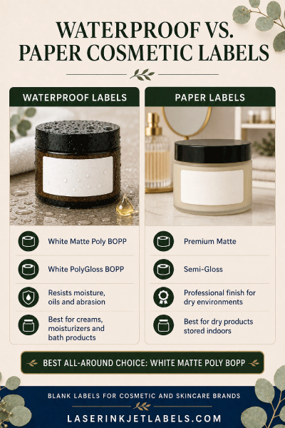 Waterproof versus paper cosmetic labels
