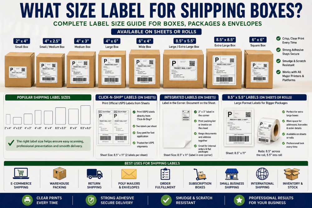 Use this guide to help you determine the right size labels for shipping boxes